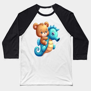 Cute bear seahorse  Kawaii Baseball T-Shirt